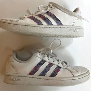 ADIDAS X Farm Rio Grand Court Leather Floral Art Ego 536 Women Sz 5 White Purple